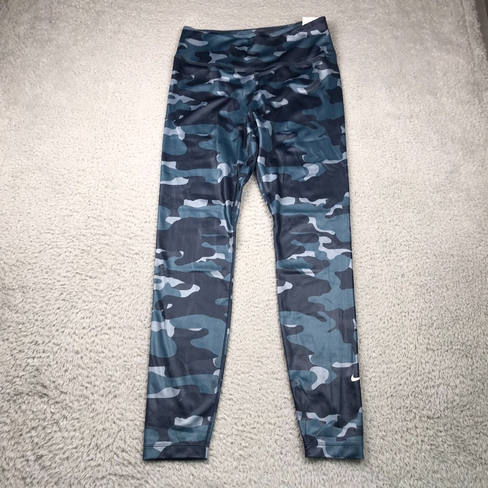 Nike Training Tight Womens M Navy Camo Pull On Performance Leggings NEW NWT